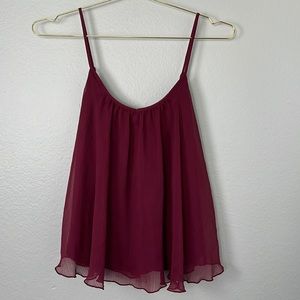 Express Maroon Red Chiffon Flowy Tank